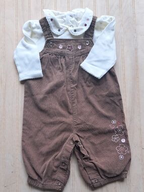 Corduroy First Moments Layette Overalls & Bodysuit Set 100% Cotton Baby Outfit